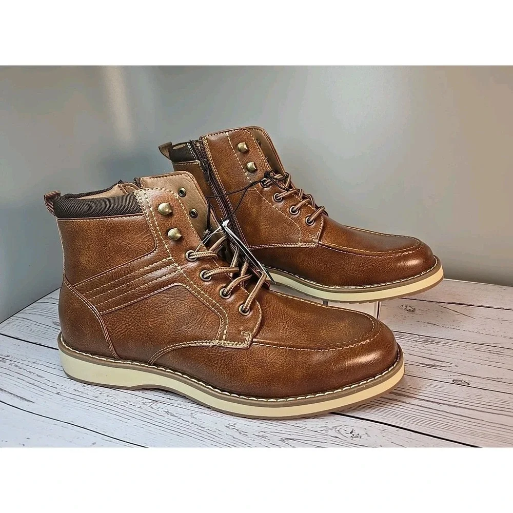Steve Madden Mens Size 12 Casual High‎ Top Boot Ortholite - Cognac Zipper